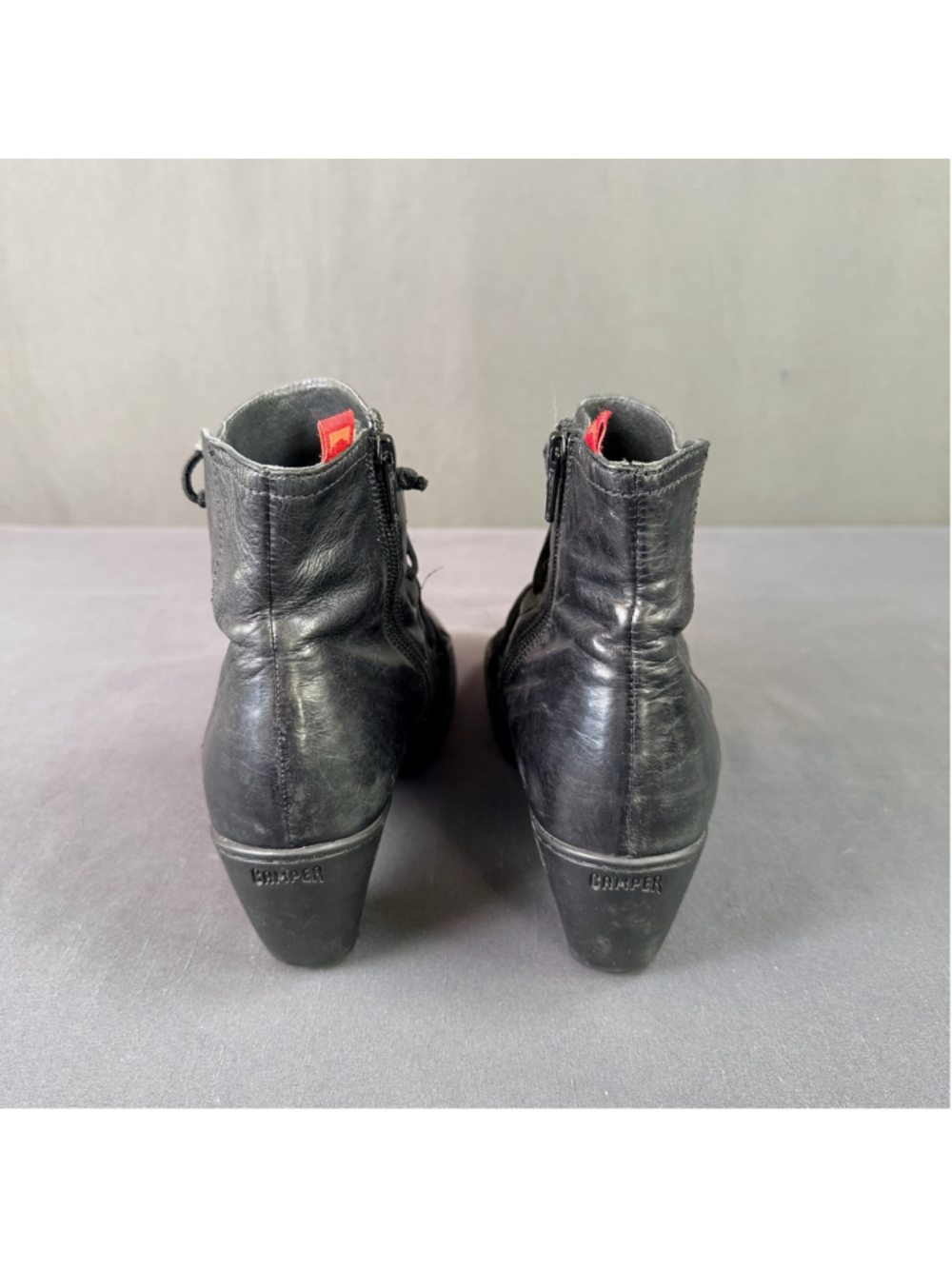 Camper Ankle Boots Women 9.5 Wrap Lace Side Zip Dark Academia Whimsigoth Black - Picture 3 of 13